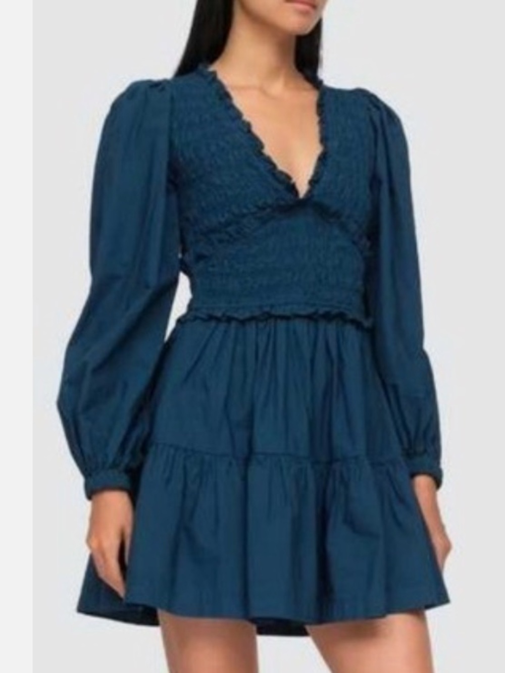 Sea New York Gaia Aegean Blue Smocked Mini Dress Size 6